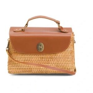 Summer Natural
Leather Flap Rectangular
Saddle Satchel Handbag/Crossbody